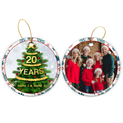 Personalized 20th Wedding Anniversary Christmas Ornament Celebrating Years Married