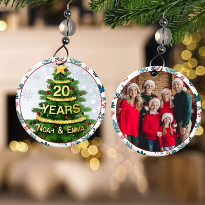 Personalized 20th Wedding Anniversary Christmas Ornament Celebrating Years Married