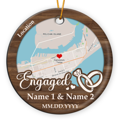 Personalized Engagement Map Ornament Couple Christmas Gift