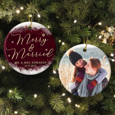 Personalized First Christmas Ornament Keepsake For Couple Wedding Gift for Newlywed