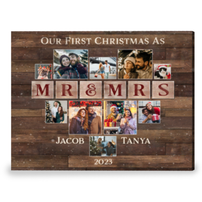 Our First Christmas As Mr And Mrs Christmas Gift For Newlyweds Canvas Print