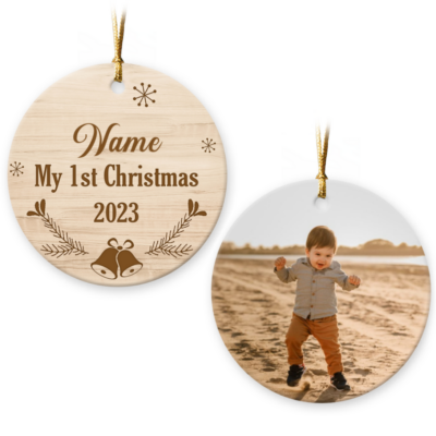 Baby First Christmas Photo Ornament Gift Personalized New Baby Christmas Ceramic Ornament
