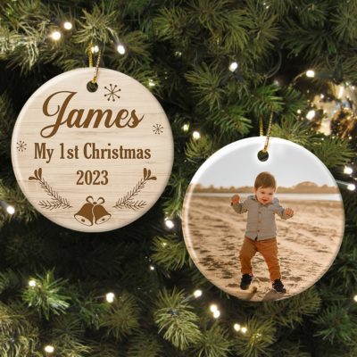 Baby First Christmas Photo Ornament Gift Personalized New Baby Christmas Ceramic Ornament