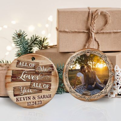 Loving Christmas Gift For Couple Unique Photo Anniversary Ornament 01