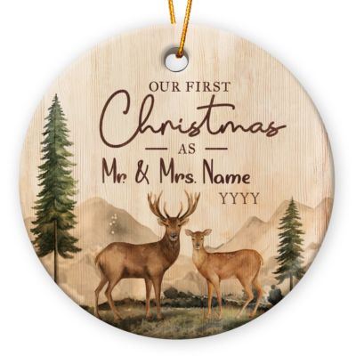Custom Couples Newly Engaged Ornament Gift For First Christmas Couple