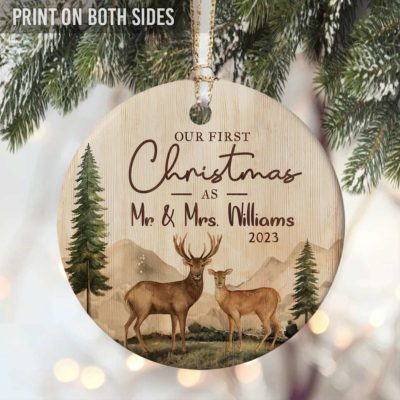 Custom Couples Newly Engaged Ornament Gift For First Christmas Couple 01