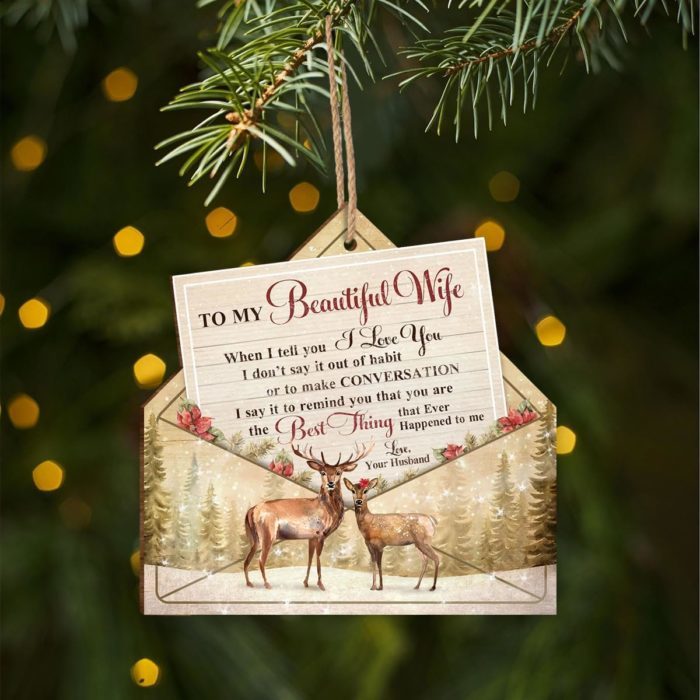 &Quot;To My Beautiful Wife&Quot; Christmas Wooden Ornament