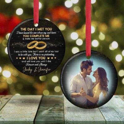 Custom Photo Anniversary Ornament Romantic Gift For Couples 01