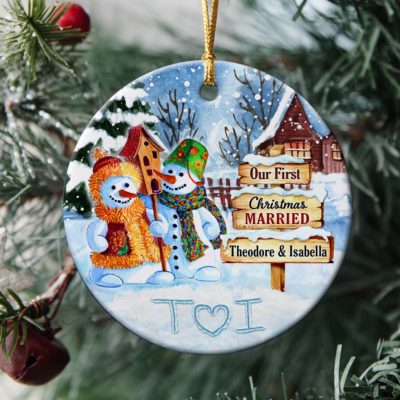Custom Snowman Couple Ornament Christmas Gift For Husband For Wife