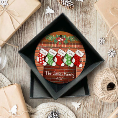 Custom Family Christmas Gift Xmas Name Stockings Ornament 01