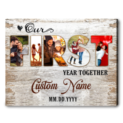 Custom First Christmas Together Canvas Print Gift For Married Couple