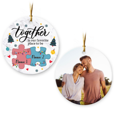 Personalized Photo Couple Together Christmas Ornament