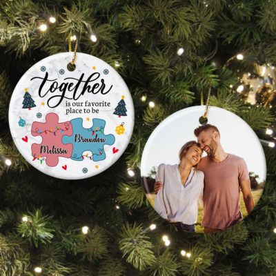 Personalized Photo Couple Together Christmas Ornament