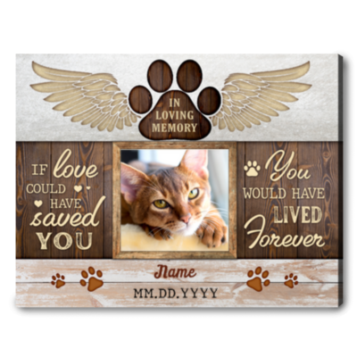 Cat Memorial Canvas Personalized Sympathy Pet Photo Gift
