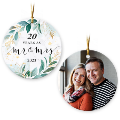 Husband and Wife Couple Married 20 Years Christmas Ceramic Ornament