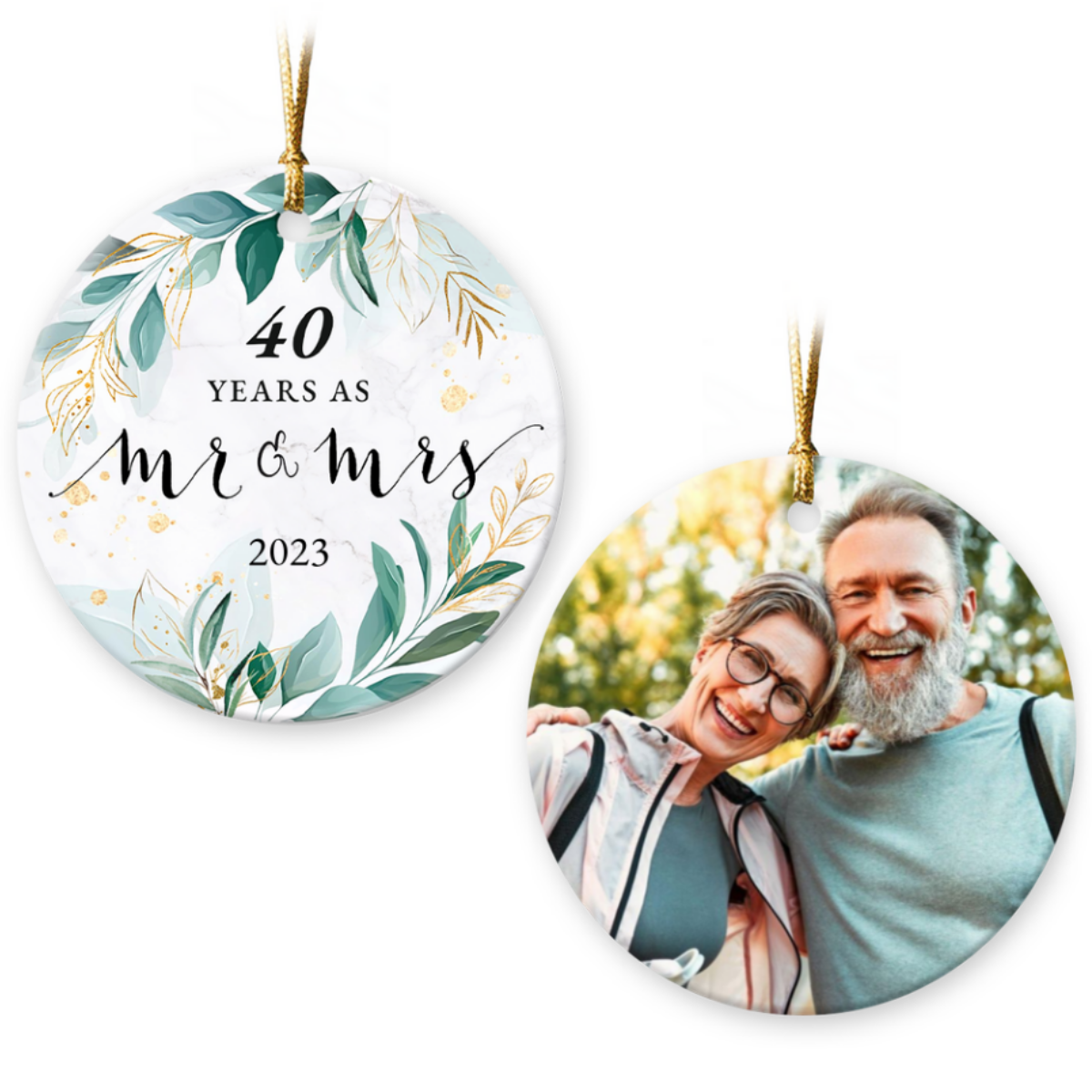 Husband And Wife Couple Married 40 Years Christmas Ceramic Ornament ...