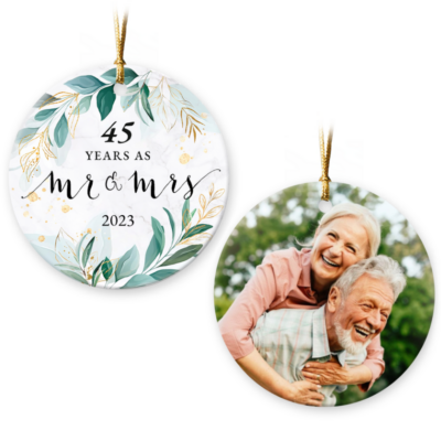 Husband and Wife Couple Married 45 Years Christmas Ceramic Ornament