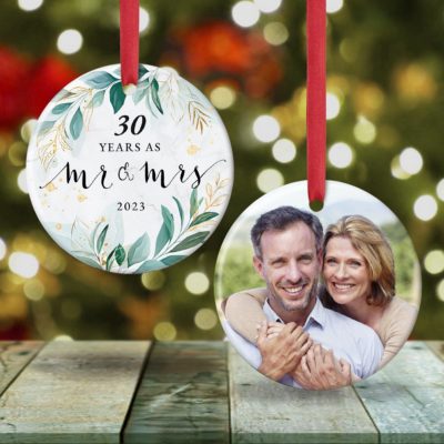 Husband and Wife Couple Married 30 Years Christmas Ceramic Ornament