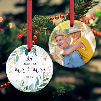 Husband and Wife Couple Married 35 Years Christmas Ceramic Ornament