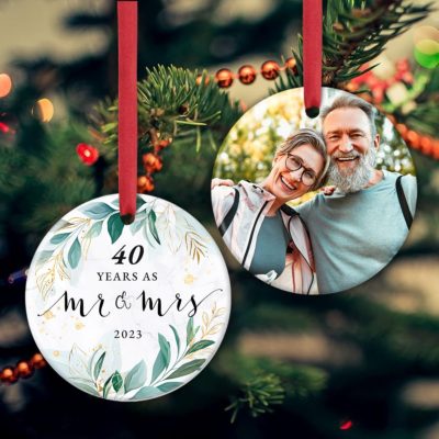 Husband and Wife Couple Married 40 Years Christmas Ceramic Ornament