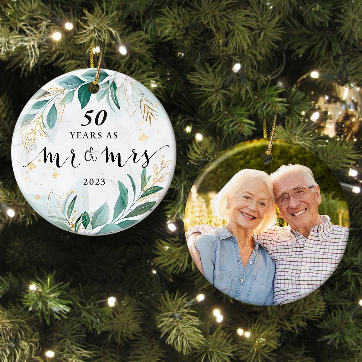 Husband and Wife Couple Married 50 Years Christmas Ceramic