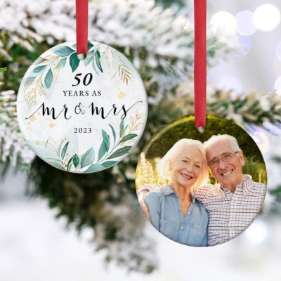 Husband and Wife Couple Married 50 Years Christmas Ceramic Ornament