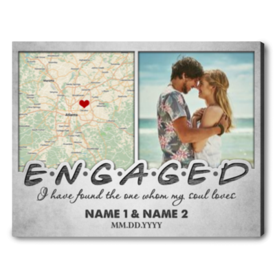 Engagement Gift For Couple Custom Location Map Canvas Print