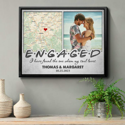 Engagement Gift For Couple Custom Location Map Canvas Print 01