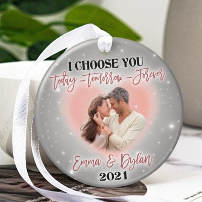 Romantic Christmas Gift For Couple Custom Portrait Ornament 01