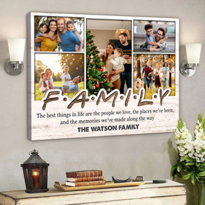 Custom Family Photo Collage Canvas Print Gift For New House 01