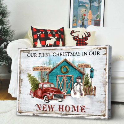 New Home Gift First Christmas In Our New Home Custom Canvas Print
