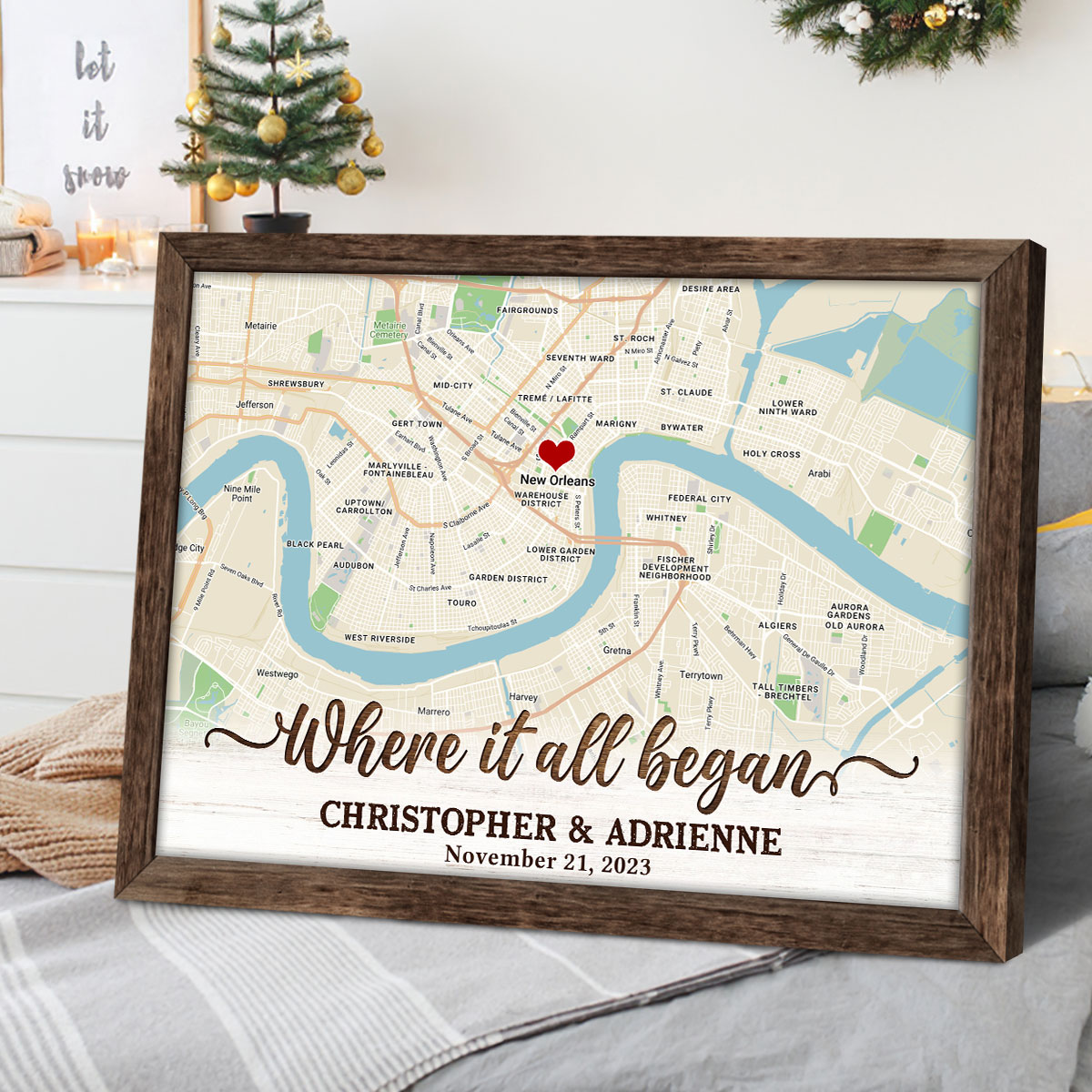 Personalized Engagement Gift Unique Gift Couple Custom Map Print Canvas -  Oh Canvas