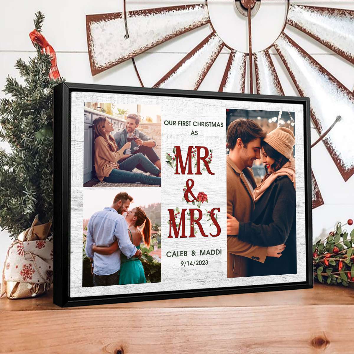 Our First Christmas As Mr And Mrs Personalized Photo Canvas
