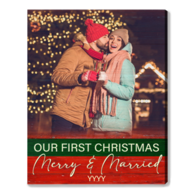 Unique Gifts For Newlyweds Personalized First Christmas Married Canvas