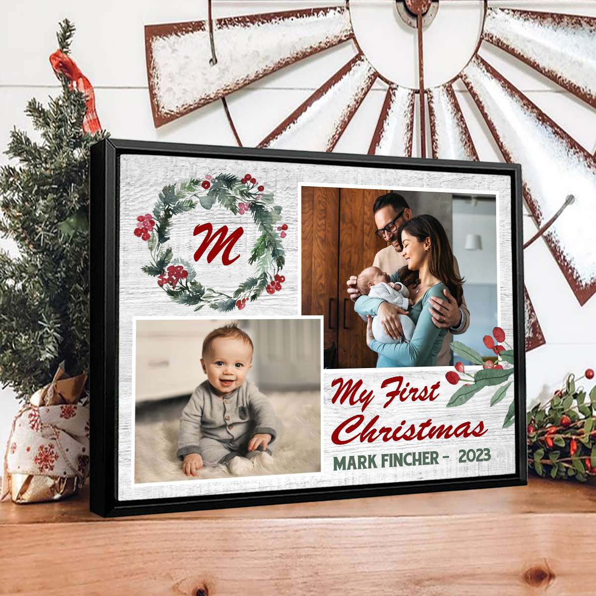 Baby First Christmas Gift First Time Mom Dad Gift Custom Canvas