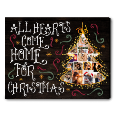 Custom Christmas Tree Photo Collage Canvas Xmas Family Decor Gift Idea