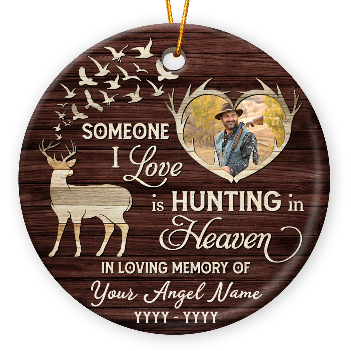 Personalized Deer Hunting Dad Memorial Ornament Hunter Angel Sympathy Gift