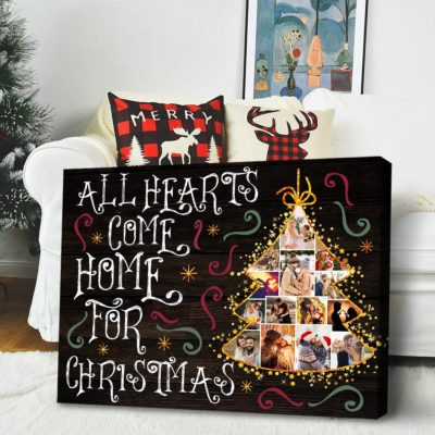 Custom Christmas Tree Photo Collage Canvas Xmas Family Decor Gift Idea