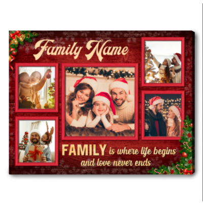 Personalized Christmas Photo Canvas Keepsake Gift For Family