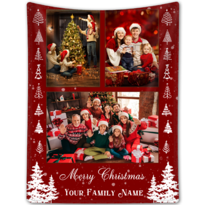 Personalized Xmas Photo Fleece Blanket Warming Gift Idea For Holiday