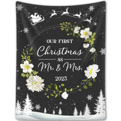 Personalized Christmas Blanket For Newlyweds Xmas Gift Idea For Wife