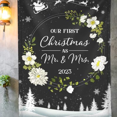 Personalized Christmas Blanket For Newlyweds Xmas Gift Idea For Wife