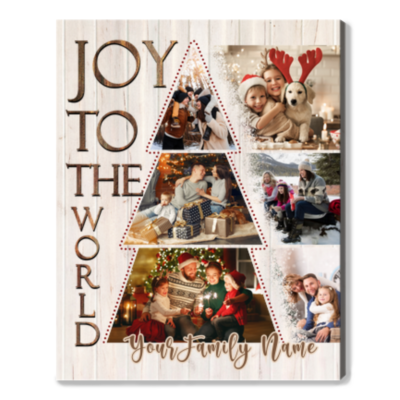Christmas Family Photo Collage Gift Customized Xmas Holiday Canvas Print