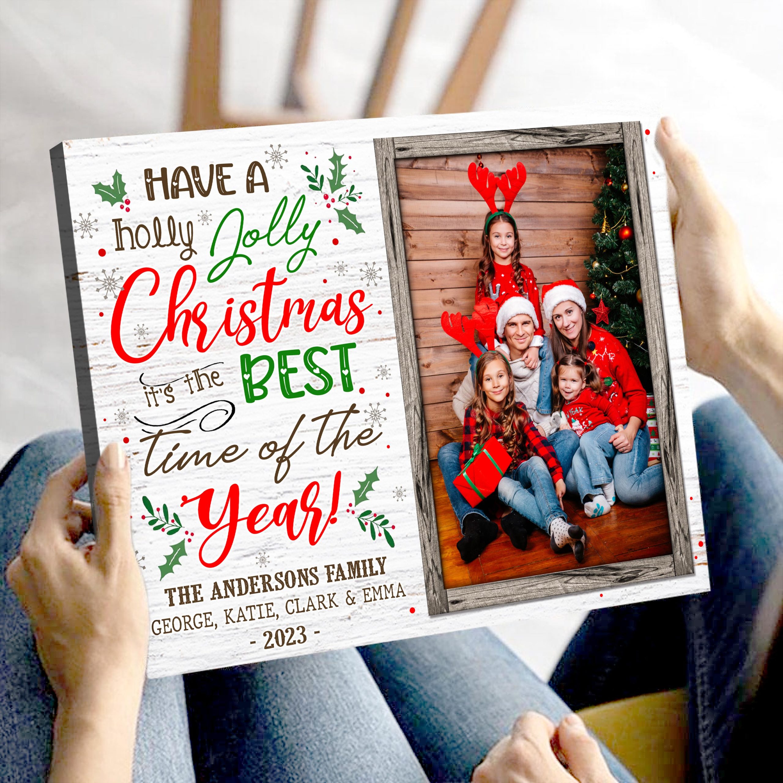 Personalized Christmas Canvas Print - Family UP TO 8 PEOPLE