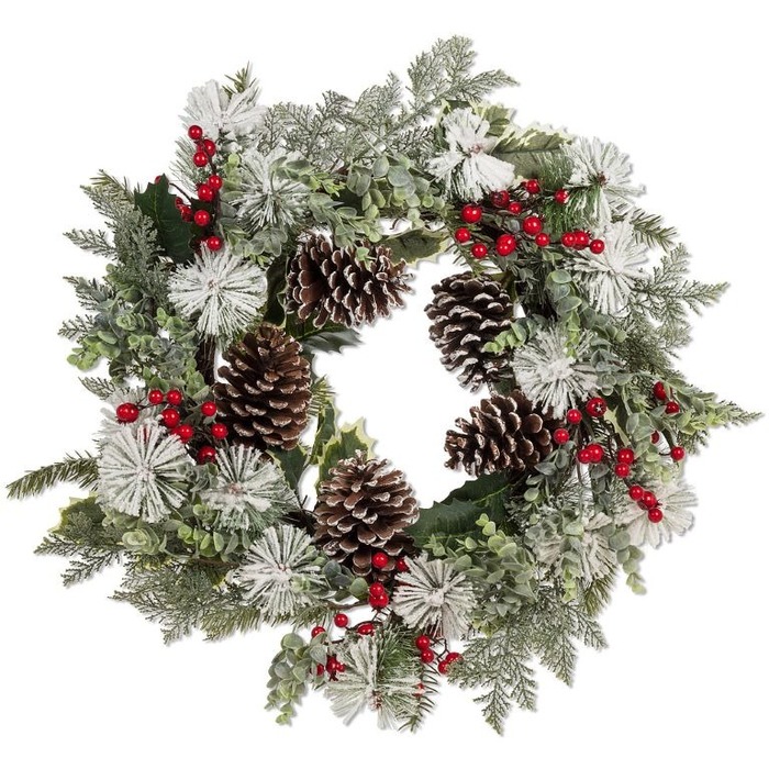 Snowy Pinecone Wreath door Christmas decor ideas