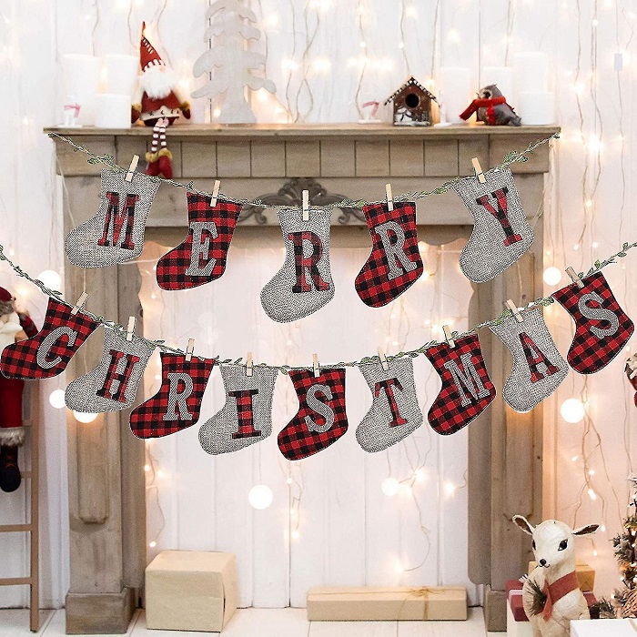 Banner-Sock Shaped Christmas Decoration