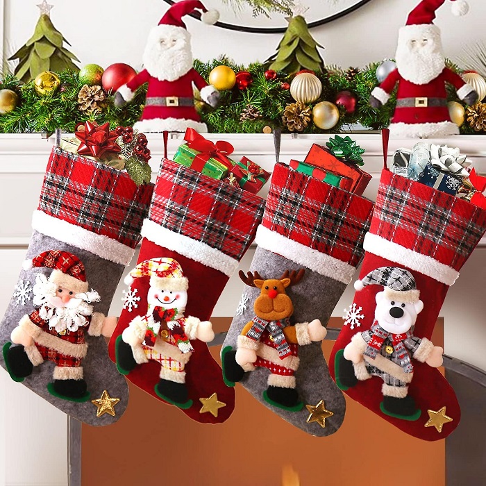 Toys In The Stocking For Christmas Office Decorations. Image Via Fruugo Nz.