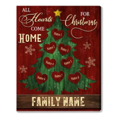 Meaningful Xmas Gift For Family Custom Name Christmas Canvas