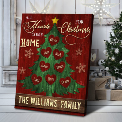 Meaningful Xmas Gift For Family Custom Name Christmas Canvas 01