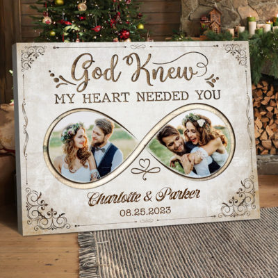 Unique Couples Gift On Christmas Customized Photos Canvas Print 01